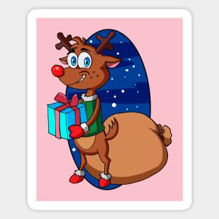 Rudolph brings Gifts Magnet